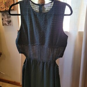 Forest Green Maxi Dress With Cut Outs, Textured, M, Storia